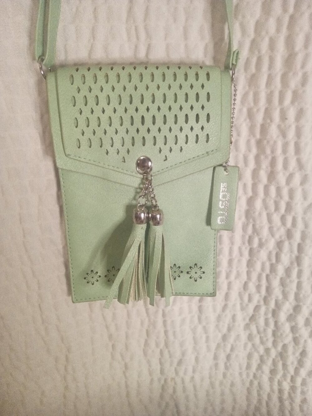 NEW SeOSTO Womens Small Green Crossbody Bag w/ Tassel Cell Phone Purse